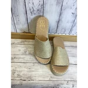 Beach by Matisse Del Mar Espadrille Platform Slide Sandals Natural W7.5